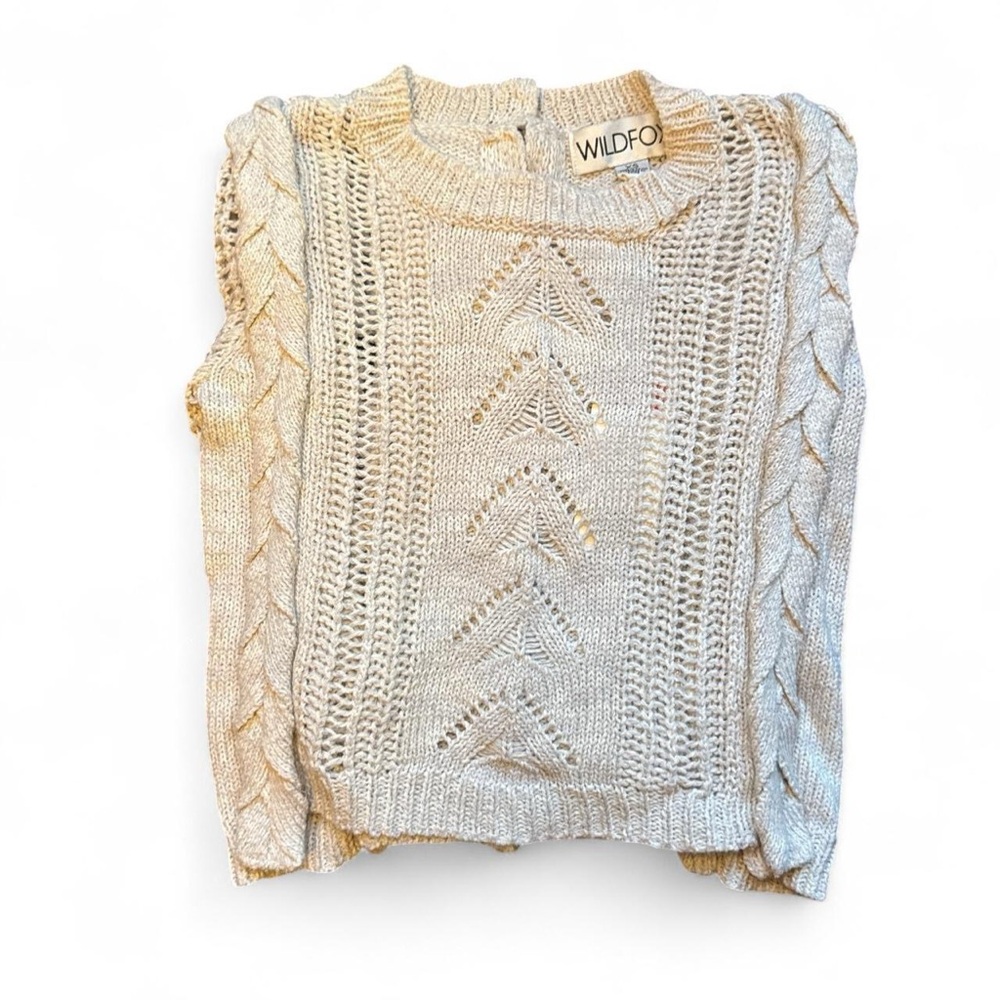 NWT Wildfox Women’s Off-White Boho Crochet Knit Cropped Jumper Sweater — XS - Picture 6 of 6